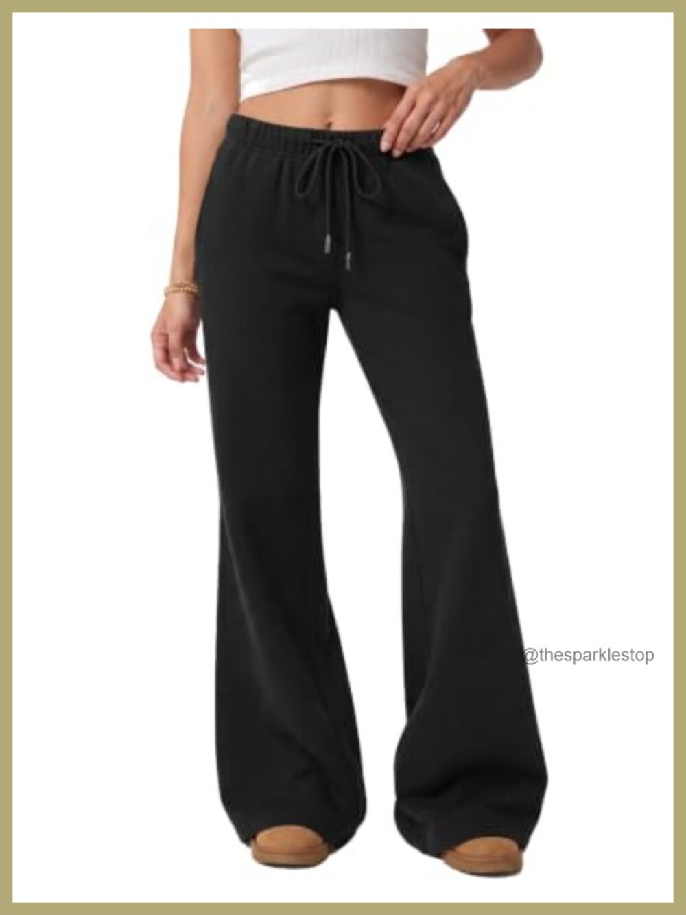 Womens Fleece Flare Sweatpants Wide Leg Lounge Pants Pockets